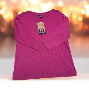 BY Design Women's Magenta Knit Sweater Medium Button Shoulder NWT